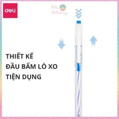 [HOTIS] Bút bi bấm văn phòng DELI ARROW 3 màu mực xanh đen đỏ ngòi 0.7mm viết nét đều trơn tru phù hợp cho học sinh