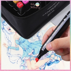 [HOTIS] Bút màu dạ Marker 2 đầu chuyên nghiệp DELI vẽ tranh viết calligraphy 30/40/60/80 màu - Kèm Túi vải