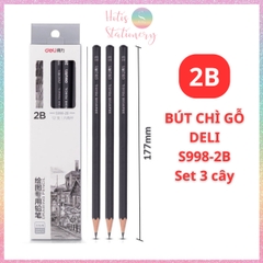 [HOTIS] Set 3 cây Bút chì phác thảo phiên bản cao cấp Deli Nuevo bút chì 2B, 4B - Dành cho mỹ thuật chuyên nghiệp độ đậm chuẩn