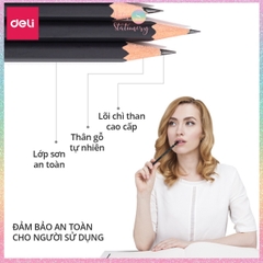 [HOTIS] Hộp 12 cây Bút chì phác thảo phiên bản cao cấp Deli Nuevo bút chì 2B, 4B - Dành cho mỹ thuật chuyên nghiệp độ đậm chuẩn