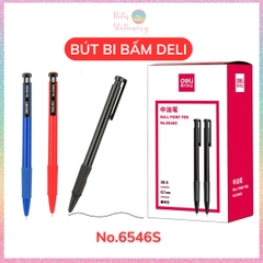 [HOTIS] Set 5 Bút bi bấm văn phòng ngòi 0.7mm DELI 6546S -  Mực Xanh, Đỏ, Đen