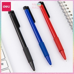 [HOTIS] Set 5 Bút bi bấm văn phòng ngòi 0.7mm DELI 6546S -  Mực Xanh, Đỏ, Đen