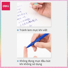 [HOTIS] Set 5 Bút bi bấm văn phòng ngòi 0.7mm DELI 6546S -  Mực Xanh, Đỏ, Đen
