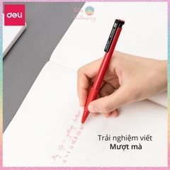 [HOTIS] Set 5 Bút bi bấm văn phòng ngòi 0.7mm DELI 6546S -  Mực Xanh, Đỏ, Đen