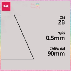 [HOTIS] Ruột bút chì kim 0.5/ 0.7 / 0.9mm Deli, ngòi chì kim 2B HB, lõi chì bấm nhỏ gọn tiện lợi