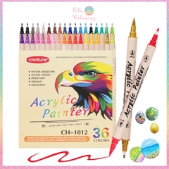 [HOTIS] Set 12/24/36 Bút sơn màu Acrylic Painter Chotune vẽ tranh tô màu trên nhiều chất liệu