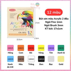 [HOTIS] Set 12/24/36 Bút sơn màu Acrylic Painter Chotune vẽ tranh tô màu trên nhiều chất liệu