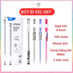 [HOTIS] Bút gel ngòi kim 0.5mm Deli G67/ A117 / A119 thân mờ nắp gài dành cho học sinh sinh viên nvvp