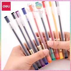 [HOTIS] Bút gel ngòi kim 0.5mm Deli G67/ A117 / A119 thân mờ nắp gài dành cho học sinh sinh viên nvvp