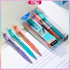 [HOTIS] Bút bi gel bấm DELI G09 vỏ màu pastel phối nhũ ngòi 0.5mm - Mực Xanh, Đen