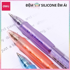 [HOTIS] Bút bi gel bấm DELI G09 vỏ màu pastel phối nhũ ngòi 0.5mm - Mực Xanh, Đen