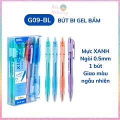 [HOTIS] Bút bi gel bấm DELI G09 vỏ màu pastel phối nhũ ngòi 0.5mm - Mực Xanh, Đen