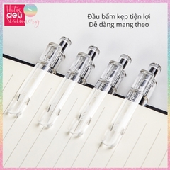 [HOTIS] Hộp 5 bút bi gel bấm DELI A575 ngòi 0.5mm bút bi bấm mực đều nhanh khô