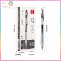 [HOTIS] Hộp 5 bút bi gel bấm DELI A575 ngòi 0.5mm bút bi bấm mực đều nhanh khô