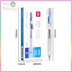 [HOTIS] Hộp 5 bút bi gel bấm DELI A575 ngòi 0.5mm bút bi bấm mực đều nhanh khô