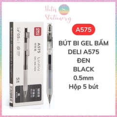 [HOTIS] Hộp 5 bút bi gel bấm DELI A575 ngòi 0.5mm bút bi bấm mực đều nhanh khô