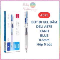 [HOTIS] Hộp 5 bút bi gel bấm DELI A575 ngòi 0.5mm bút bi bấm mực đều nhanh khô