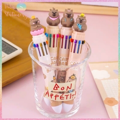 [HOTIS] Bút bi bấm 10 màu Capybara, Cá heo họa tiết hoạt hình dễ thương