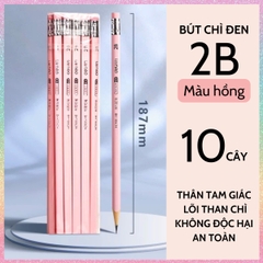 [HOTIS] Set 10 cây Bút chì gỗ 2B Deli màu pastel, chì đậm an toàn, phù hợp học sinh, sinh viên, nvvp