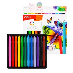 [HOTIS] Bút sáp màu hữu cơ Deli - Bộ 12 màu tươi sáng, an toàn cho bé tập vẽ, tô màu