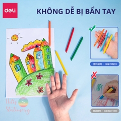 [HOTIS] Bút sáp màu hữu cơ Deli - Bộ 12 màu tươi sáng, an toàn cho bé tập vẽ, tô màu