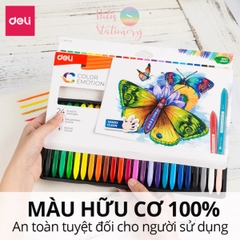[HOTIS] Bút sáp màu hữu cơ Deli - Bộ 12 màu tươi sáng, an toàn cho bé tập vẽ, tô màu