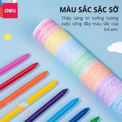 [HOTIS] Bút sáp màu hữu cơ Deli - Bộ 12 màu tươi sáng, an toàn cho bé tập vẽ, tô màu