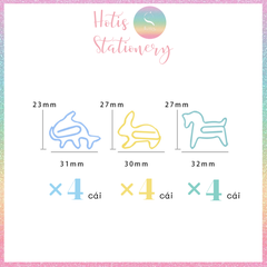 [HOTIS] Set 12 kẹp giấy paper clip hình thú dễ thương, kẹp kim loại văn phòng