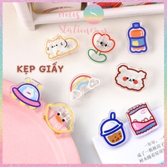 [HOTIS] Kẹp giấy acrylic trong suốt in hình hoạt hình, hình thú, đồ ăn