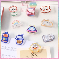 [HOTIS] Kẹp giấy acrylic trong suốt in hình hoạt hình, hình thú, đồ ăn