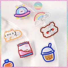 [HOTIS] Kẹp giấy acrylic trong suốt in hình hoạt hình, hình thú, đồ ăn