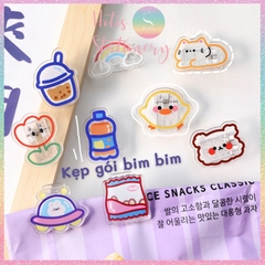 [HOTIS] Kẹp giấy acrylic trong suốt in hình hoạt hình, hình thú, đồ ăn