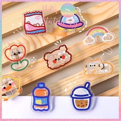 [HOTIS] Kẹp giấy acrylic trong suốt in hình hoạt hình, hình thú, đồ ăn
