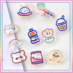 [HOTIS] Kẹp giấy acrylic trong suốt in hình hoạt hình, hình thú, đồ ăn
