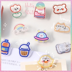 [HOTIS] Kẹp giấy acrylic trong suốt in hình hoạt hình, hình thú, đồ ăn