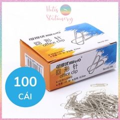 Hộp 100 Kẹp giấy KW-triO, kẹp giấy đầu cong chữ U, kẹp tài liệu, đề cương, văn bản