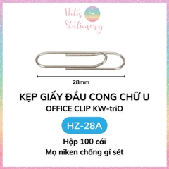 Hộp 100 Kẹp giấy KW-triO, kẹp giấy đầu cong chữ U, kẹp tài liệu, đề cương, văn bản