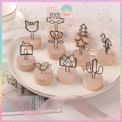 [HOTIS] Kẹp gỗ để bàn, kẹp ảnh đế gỗ, kẹp giấy ghi chú, trang trí decor bàn