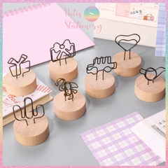 [HOTIS] Kẹp gỗ để bàn, kẹp ảnh đế gỗ, kẹp giấy ghi chú, trang trí decor bàn