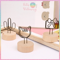 [HOTIS] Kẹp gỗ để bàn, kẹp ảnh đế gỗ, kẹp giấy ghi chú, trang trí decor bàn