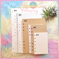 [HOTIS] Giấy refill bìa còng binder notebook A7/ A6/ A5/ B5/ A4