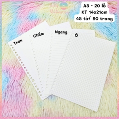[HOTIS] Giấy refill bìa còng binder notebook A7/ A6/ A5/ B5/ A4