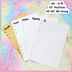 [HOTIS] Giấy refill bìa còng binder notebook A7/ A6/ A5/ B5/ A4