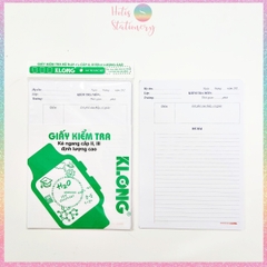 [HOTIS] Giấy kiểm tra cấp II, III khổ B5 KLONG - Tờ đơn & Tờ đôi