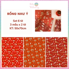 [HOTIS] Set 6 tờ Giấy gói quà Tết Rắn Ất Tỵ, giấy gói quà cao cấp, khổ lớn - KT 50x70cm