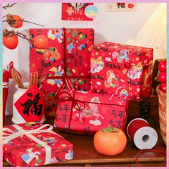 [HOTIS] Set 6 tờ Giấy gói quà Tết May Mắn, giấy gói quà cao cấp, khổ lớn - KT 50x70cm
