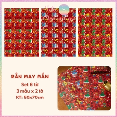 [HOTIS] Set 6 tờ Giấy gói quà Tết Rắn Ất Tỵ, giấy gói quà cao cấp, khổ lớn - KT 50x70cm