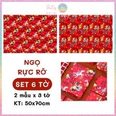 [HOTIS] Set 6 tờ Giấy gói quà Tết May Mắn, giấy gói quà cao cấp, khổ lớn - KT 50x70cm