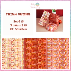 [HOTIS] Set 6 tờ Giấy gói quà Tết Rắn Ất Tỵ, giấy gói quà cao cấp, khổ lớn - KT 50x70cm