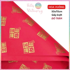 [HOTIS] Set 5 tờ Giấy gói quà Tết màu đỏ may mắn, họa tiết ánh kim mang lại tài lộc, thịnh vượng - KT 52x72cm